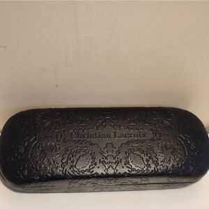 New Christian Lacroix "Lunettes" Black  Embossed Hardshell Eye/Sun Glasses Case